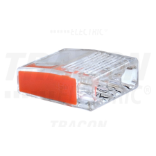 TRACON Csavar nélküli vezetékösszekötő, átlátszó/narancs 3×0,5-2,5mm2, 450VAC, max. 16A villanyszerelés