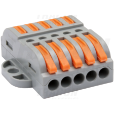 TRACON Csavar nélküli vezetékösszekötő, toldó, nyitható0,5-4mm2, 32A, 400VAC 5P villanyszerelés