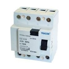 Tracon Electric Áram-védőkapcsoló, nagyáramú, 4 pólusú - 80A, 300mA, 6kA, AC TFVH4-80300 - Tracon villanyszerelés
