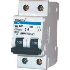 Tracon Electric Kismegszakító, 2 pólus, D karakterisztika - 40A, 6kA TDZ-2D-40 - Tracon villanyszerelés