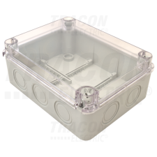 TRACON Elektronikai doboz, világos szürke, átlátszó fedéllel190×145×80, IP67 villanyszerelés