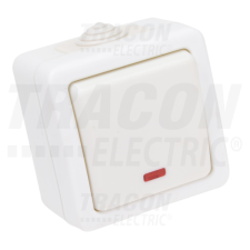 TRACON Falon kívüli 1-áramkörös kapcsoló, jelzőfénnyel10AX/250VAC, IP54, (101) villanyszerelés
