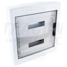TRACON Falon kívüli elosztódoboz, füstszínű-sík ajtóval, NPE nélkül villanyszerelés