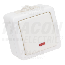 TRACON Falon kívüli váltókapcsoló, jelzőfénnyel 10AX/250VAC, IP54,(106) villanyszerelés