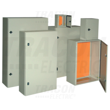 TRACON Fém elosztószekrény, acél, szürkeH×W×D=500×400×150mm, IP55 villanyszerelés