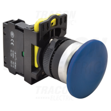 TRACON Gombafejű nyomógomb, kék 1×NO, 5A/230V AC-15, 40mm, IP65 villanyszerelés