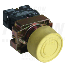 TRACON Gumiburkolatos nyomógomb, fémalapra szerelt, sárga 1×NO, 3A/240V AC, IP55 villanyszerelés