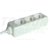 TRACON Hordozható elosztósáv, normál, fehér3×SCHUKO, 5m, max.16A, 250VAC, 3680W, 3x1,5mm2, H05VV-F