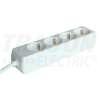 TRACON Hordozható elosztósáv, normál, fehér4×SCHUKO, 5m, max.16A, 250VAC, 3680W, 3x1,5mm2, H05VV-F