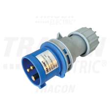 TRACON Ipari csatlakozó dugó, külső tömítőszelencével 16A, 250V, 2P+E, 6h, IP44 villanyszerelés