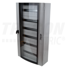 TRACON Ívelt biztonsági üvegajtós fémelosztószekrény600×1050×200mm / 144M (6×24 mod) villanyszerelés