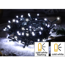 TRACON Karácsonyi LED fényfüzér 12m IP44 hideg fehér adapterrel karácsonyfa izzósor