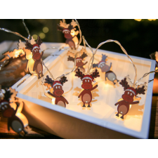 TRACON Karácsonyi LED fényfüzér dekoráció, szarvas, elemes, 6+18h, 10LED, 3000K, 2xAA karácsonyfa izzósor