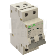 TRACON Kismegszakító, 2 pólus, C karakterisztika16A, C, 2P, 6kA villanyszerelés