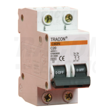 TRACON Kismegszakító, 2 pólus, C karakterisztika25A, 6kA villanyszerelés