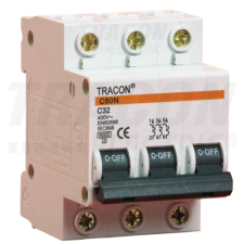 TRACON Kismegszakító, 3 pólus, B karakterisztika20A, 6kA villanyszerelés