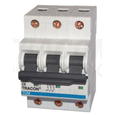 TRACON Kismegszakító, 3 pólus, D karakterisztika20A, 10kA villanyszerelés