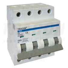 TRACON Kismegszakító, 4 pólus, C karakterisztika1A, C, 4P, 10kA villanyszerelés