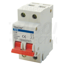TRACON Kismegszakító, színes karral, 2 pólus, C karakterisztika50A, 6kA villanyszerelés