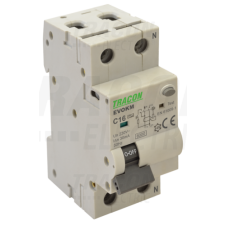 TRACON Kombinált védőkapcsoló, 2P, 2modul, B karakterisztika20A, 30 mA, 10kA, AC villanyszerelés