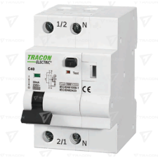 TRACON Kombinált védőkapcsoló, 2P, 3modul, B karakterisztika  B10A, 30 mA, 6kA, B villanyszerelés