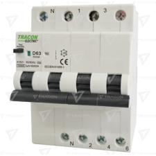 TRACON Kombinált védőkapcsoló, 4P, 4modul, D karakterisztika  D10A, 30 mA, 10kA, A villanyszerelés
