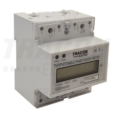 TRACON LCD kijelzésű egyfázisú áramváltós fogyasztásmérő 230V / 5 A Pd=1W villanyszerelés
