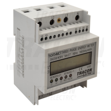 TRACON LCD kijelzésű háromfázisú áramváltós fogyasztásmérő, 4 modul 400V / 5 A CT Pd=3W villanyszerelés
