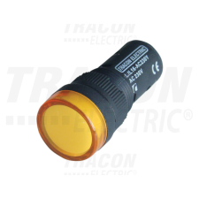 TRACON LED-es jelzőlámpa, sárga 12V AC/DC, d=16mm villanyszerelés
