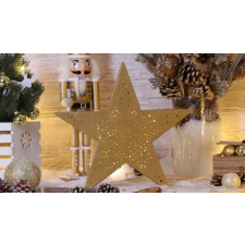 TRACON LED karácsonyi csillag, arany,fém, elemesTimer 6+18h, 20LED, 3000K, 2xAA karácsonyi dekoráció