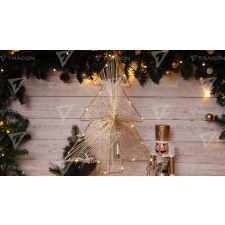 TRACON LED karácsonyi fenyő,fém,elemes  Timer 6+18h, 20LED, 3000K, 2xAA karácsonyfa izzósor
