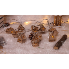 TRACON LED karácsonyi lánc,házikó,fa,elemes  Timer 6+18h,10LED, 3000K, 2xAA karácsonyfa izzósor