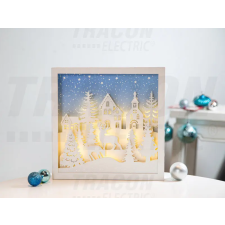 TRACON LED karácsonyi tájkép, fa, elemes világítás