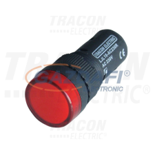 TRACON LJL16-DC230R LED-es jelzőlámpa, piros 230V DC, d=16mm villanyszerelés