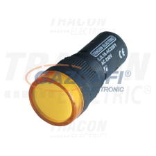 TRACON LJL16-YA LED-es jelzőlámpa, sárga 12V AC/DC, d=16mm villanyszerelés