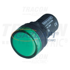 TRACON LJL22-GA LED-es jelzőlámpa, zöld 12V AC/DC, d=22mm villanyszerelés