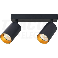 TRACON Mennyezeti állítható spot lámpatest, fekete, arany reflektor100-240VAC, 50Hz, 2xGU10, max.2x35W világítás