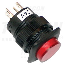 TRACON Mini jelzőlámpás nyomógomb, piros 1×NO, 110V AC/DC villanyszerelés
