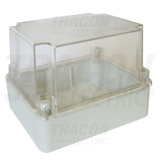 TRACON Műanyag doboz, kikönnyített,világos szürke,átlátszó fedéllel 250×200×160mm, IP55 villanyszerelés
