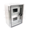 TRACON Műanyag elosztószekrény maszkos átlátszó ajtóval2×6mod, H×W×D=280×210×130mm, IP65, IK10, 1000V AC/DC