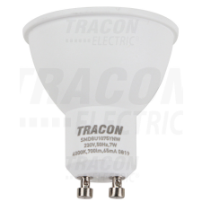 TRACON Műanyag házas SMD LED spot fényforrás 230 VAC, 50 Hz, GU10, 7 W, 700 lm, 4000 K, 120°, EEI=A+ izzó