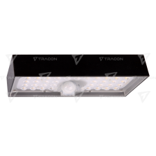 TRACON Napelemes LED fali világítótest mozgásérzékelővel, fekete  6W, 4000K, 900 lm, IP65, 3,7 V, 3Ah kültéri világítás