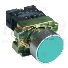 TRACON NYGBA31Z Egyszerű nyomógomb, fémalapra szerelt, zöld 1×NO, 3A/240V AC, IP42 villanyszerelés
