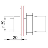 TRACON NYGBA4322P Jelölt nyomógomb, fémalapra szerelt, piros, (fehér 0) 1×NC, 3A/240V AC, IP42