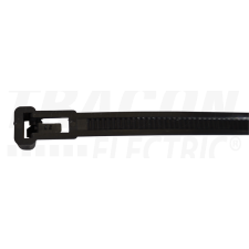 TRACON Nyitható kábelkötegelő, fekete300×7.6mm, D=10-80mm, PA6.6 villanyszerelés