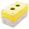 TRACON Összeállított tokozat nyomógombokhoz, sárga, 2-esd=22,5, IP65, 2×PG-13,5