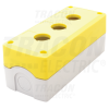 TRACON Összeállított tokozat nyomógombokhoz, sárga, 3-esd=22,5, IP65, 2×PG-13,5