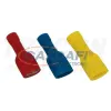 TRACON PTCSH5 Teljes szigetelésű rátolható csatl. hüvely, sárgaréz, piros 1,5mm2, 4,8×0,8mm