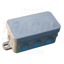 TRACON Rugalmas kötődoboz, falon kivüli, szürke80×42×40mm, IP54 villanyszerelés