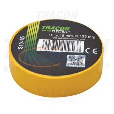 TRACON S10-15 Szigetelőszalag, sárga 10m×15mm, PVC, 0-90°C, 40kV/mm villanyszerelés